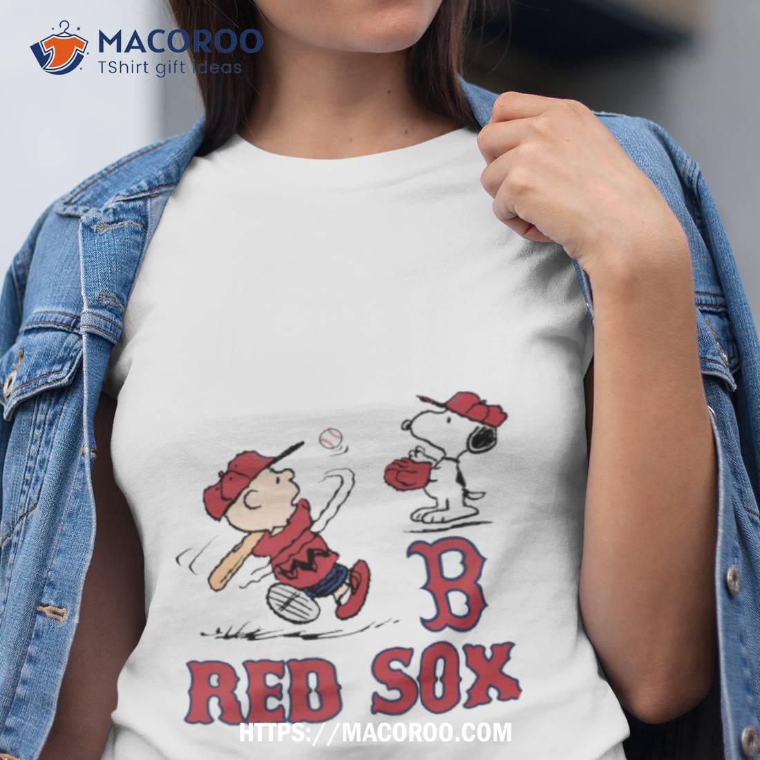 Peanuts Charlie Brown And Snoopy Playing Baseball Boston Red Sox Shirt