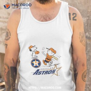 peanuts charlie brown and snoopy playing baseball houston astros shirt tank top