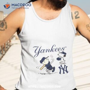 peanuts charlie brown and snoopy playing baseball new york yankees shirt tank top 3