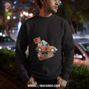 peanuts snoopy and woodstock baltimore orioles on car sweatshirt