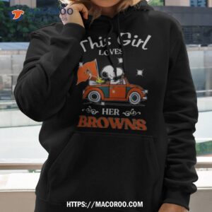 Peanuts Snoopy And Woodstock This Girl Loves Her Cleveland Browns 2023 T Shirt