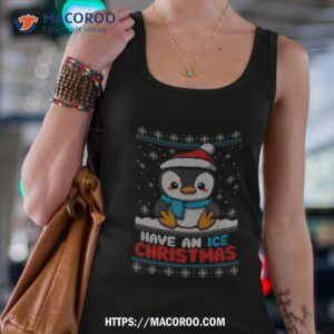 penguin ice christmas ugly shirt tank top 4