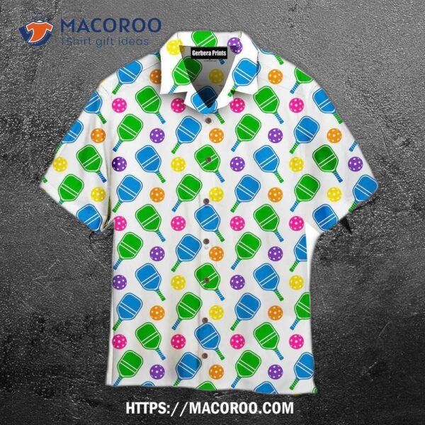 Pickleball Green And Blue Pattern Aloha Hawaiian Shirt