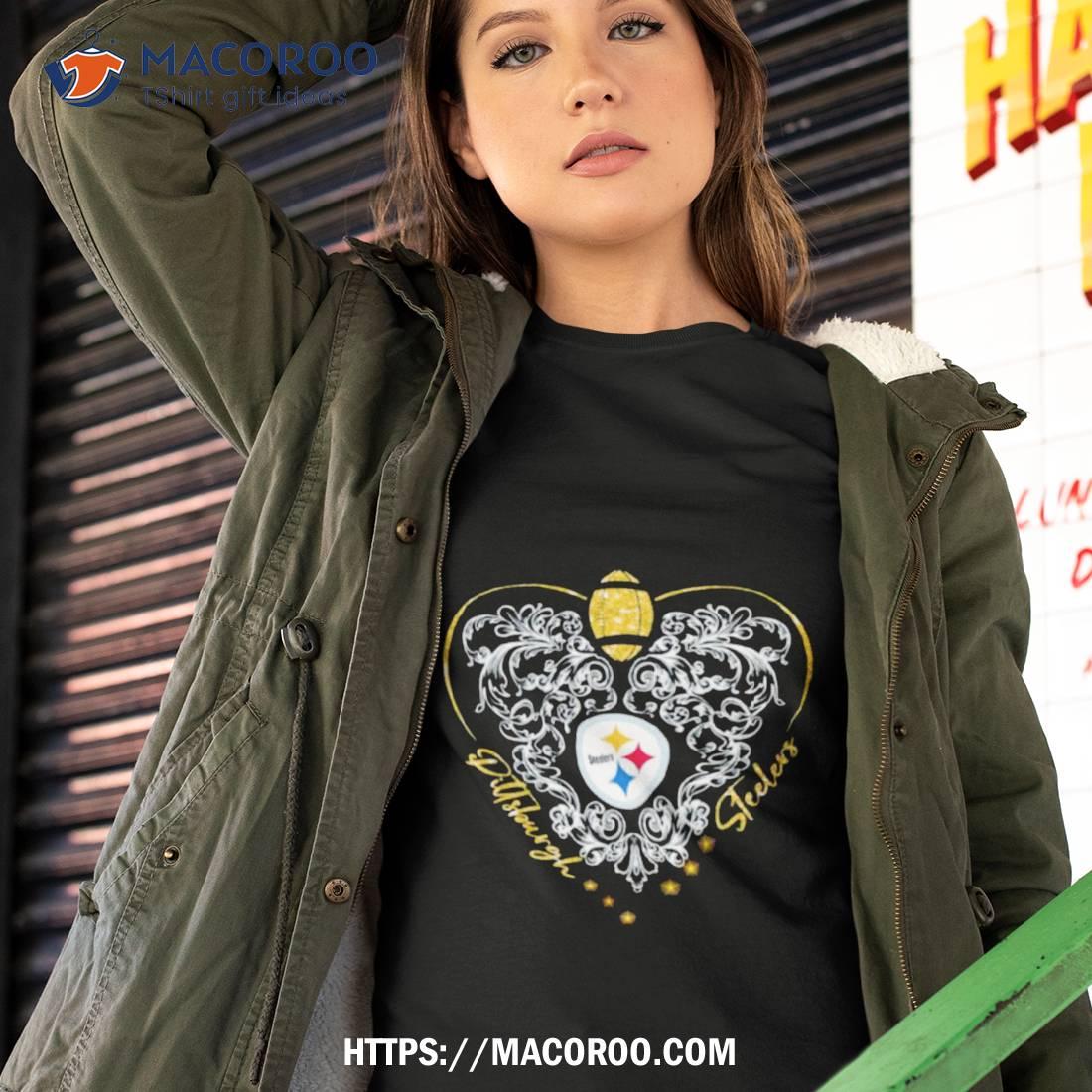 Pittsburgh Steelers Girls Heart Scoop Long Sleeve Tee