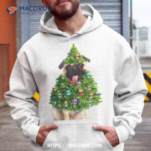 Pug Christmas Tree Lights Santa Shirt