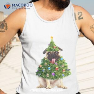 pug christmas tree lights santa shirt tank top 3