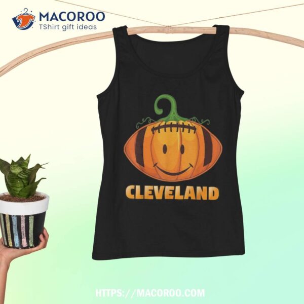 Pumpkin Halloween Costume Cleveland Football Cool Smile Face Shirt