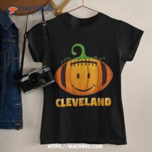 Pumpkin Halloween Costume Cleveland Football Cool Smile Face Shirt