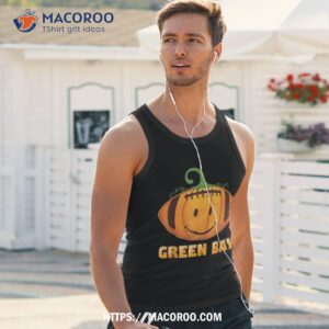 pumpkin halloween costume green bay football cool smile face shirt tank top