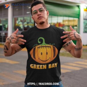 pumpkin halloween costume green bay football cool smile face shirt tshirt