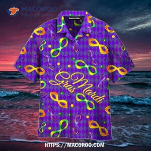 Purple Mardi Gras Pattern Aloha Hawaiian Shirt