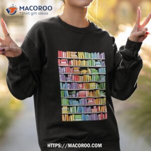 rainbow books shelf pattern shirt sweatshirt 2