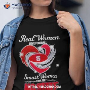 Real Women Love Football Smart Women Love Nc State Wolfpack Diamond Heart 2023 Shirt