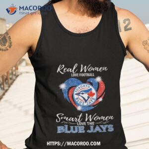 real women love football smart women love the toronto blue jays 2023 diamond hearshirt tank top 3
