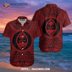 Red Guam In My Heart Pattern Aloha Hawaiian Shirt