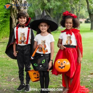 retro black cat halloween pumpkin costume for kids shirt tshirt 3