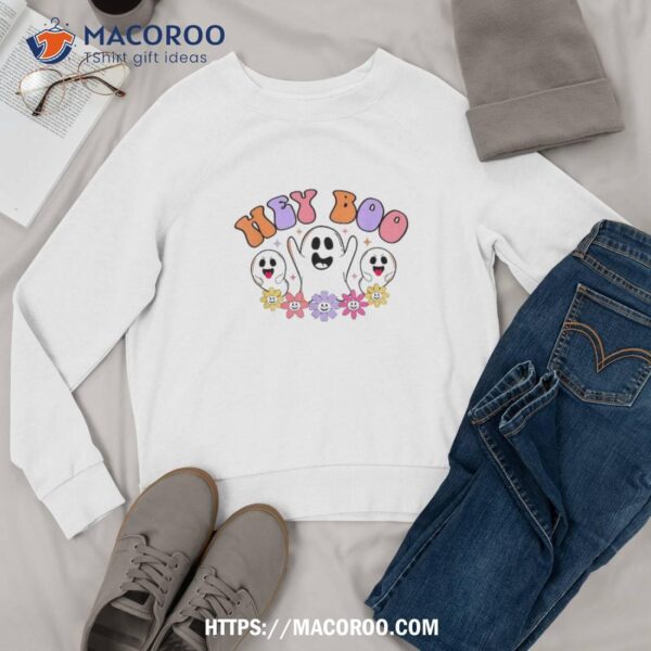 Retro Groovy Hey Boo Cute Ghost Funny Halloween Shirt