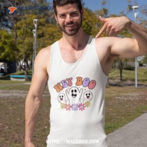 retro groovy hey boo cute ghost funny halloween shirt tank top