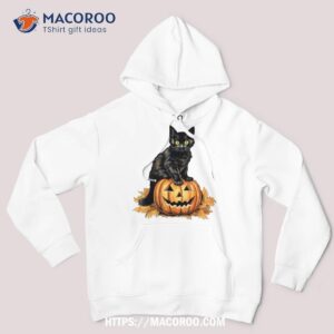 retro halloween black cat pumpkin costume for kids shirt hoodie