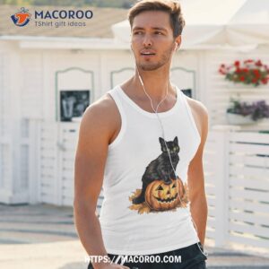 retro halloween black cat pumpkin costume for kids shirt tank top