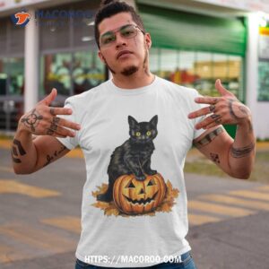 Retro Halloween Black Cat Pumpkin Costume For Kids Shirt