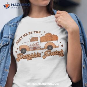 Retro Pumpkin Truck Meet Me At Patch Fall Halloween Shirt