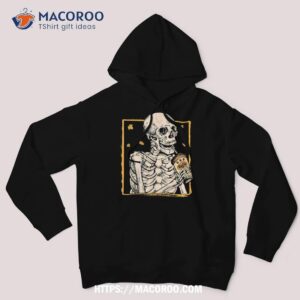 retro skull skeleton drinking coffee cup vintage halloween shirt hoodie