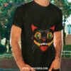 Retro Vintage Halloween Decor Black Cat Face Shirt