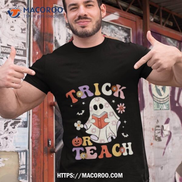 Rick Or Teach Retro Floral Ghost Halloween Shirt