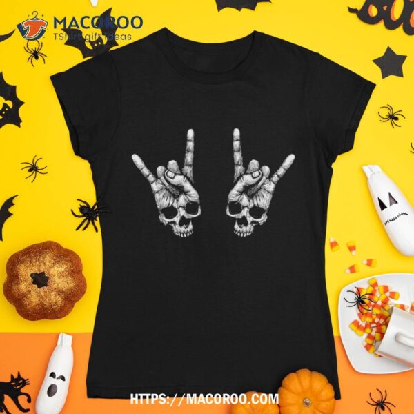 Rock On Star Skeleton Hands Skull Costume Halloween Shirt