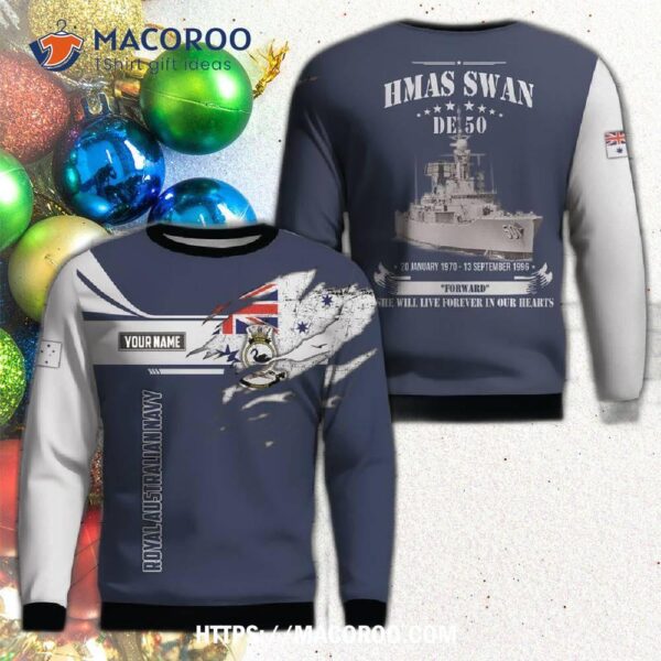 Royal Australian Navy Ran Hmas Swan (de 50) Christmas Ugly Sweater