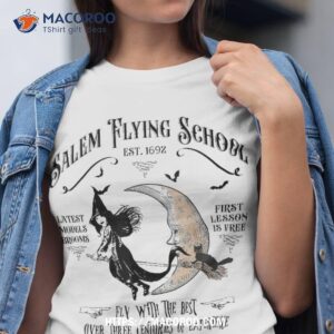 salem flying school halloween witch girls trip shirt tshirt