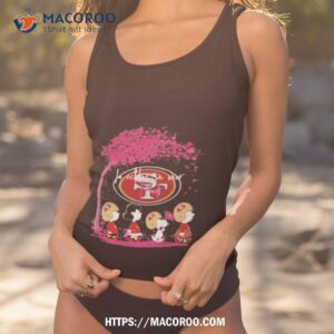 san francisco 49ers peanut characters in october we wear pink 2023 shirt tank top 1