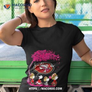 san francisco 49ers peanut characters in october we wear pink 2023 shirt tshirt 1