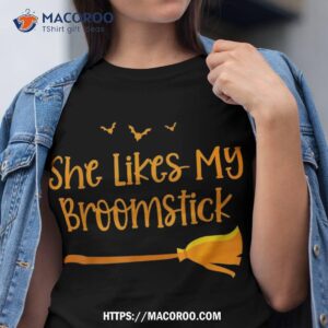 She Likes My Broomstick Matching Couples Pumpkin Halloween Shirt