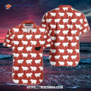 Sheep Black And White Pattern Red Aloha Hawaiian Shirt