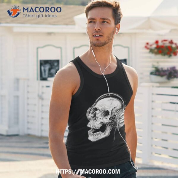 Skeleton Dj Headphones Shirt Spooky Skull Musician Halloween