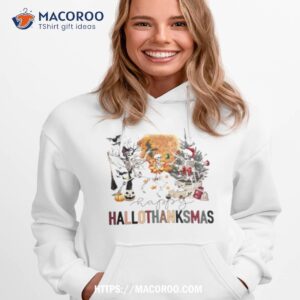 Skeleton Halloween Thankgiving And Christmas Shirt