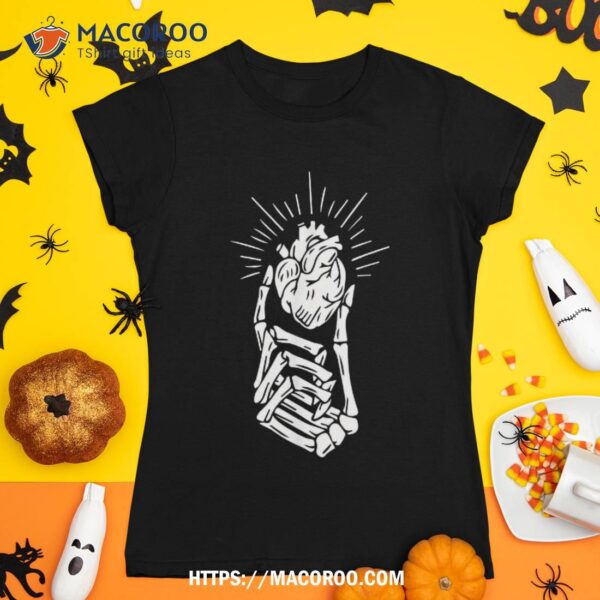 Skeleton Hand Heart Lazy Halloween Costume Skull Bones Shirt