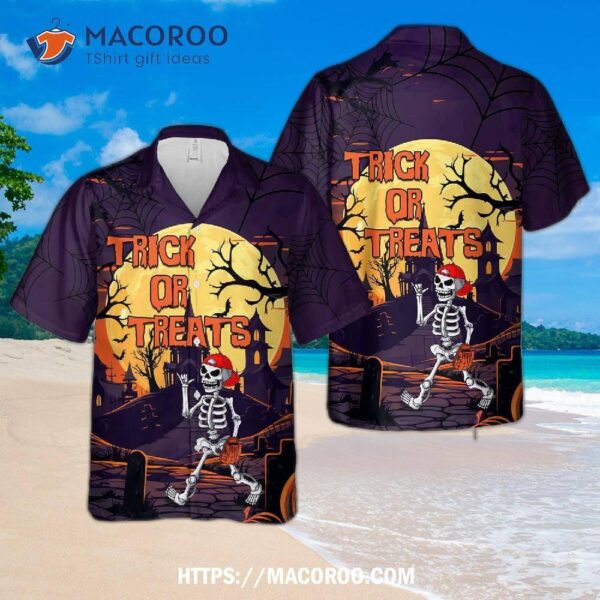 Skeleton Player Baseball Halloween Hawaiian Shirt