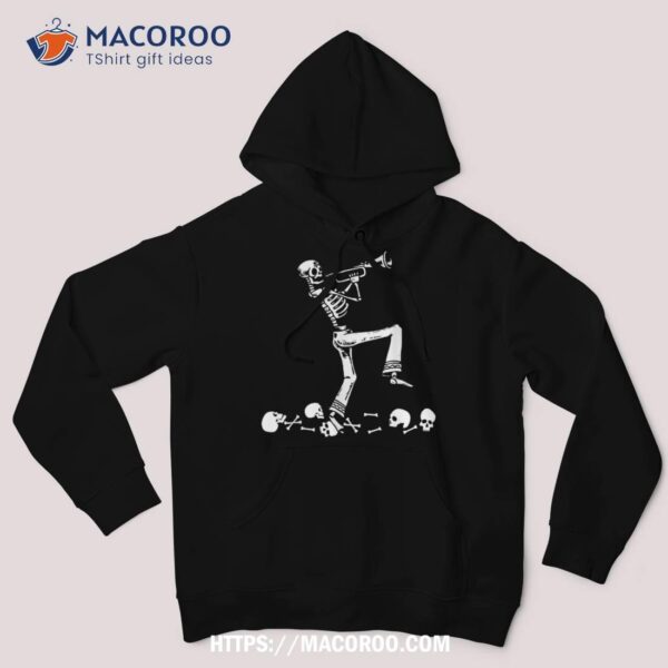 Skeleton Playing Trumpet Instruts Musician Halloween Shirt