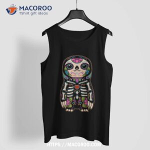 sloth sugar skull mexico calavera dia de los muertos shirt tank top