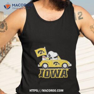 snoopy and woodstock drive car iowa shirt tank top 3