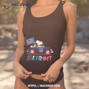 Snoopy And Woodstock Driver Car Detroit City Sports Tigers Lions Pistons And Red Wings T Shirt