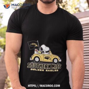 Snoopy And Woodstock Driver Car Southern Miss Golden Eagles Shirt