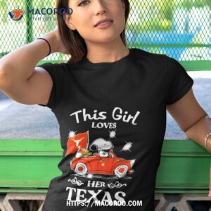 snoopy and woodstock driver car this girl love her texas longhorn shirt tshirt 1