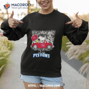 snoopy and woodstock just a girl who loves christmas and love detroit pistons 2023 shirt sweatshirt 1