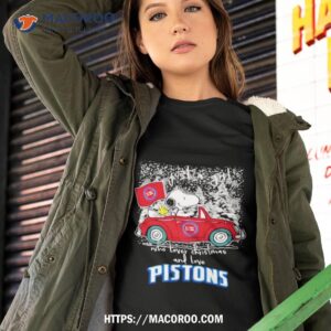 Snoopy And Woodstock Just A Girl Who Loves Christmas And Love Detroit Pistons 2023 Shirt