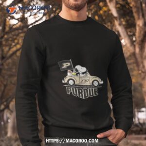 snoopy and woodstock riding car purdue boilermakers shirt sweatshirt