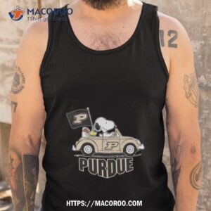 snoopy and woodstock riding car purdue boilermakers shirt tank top